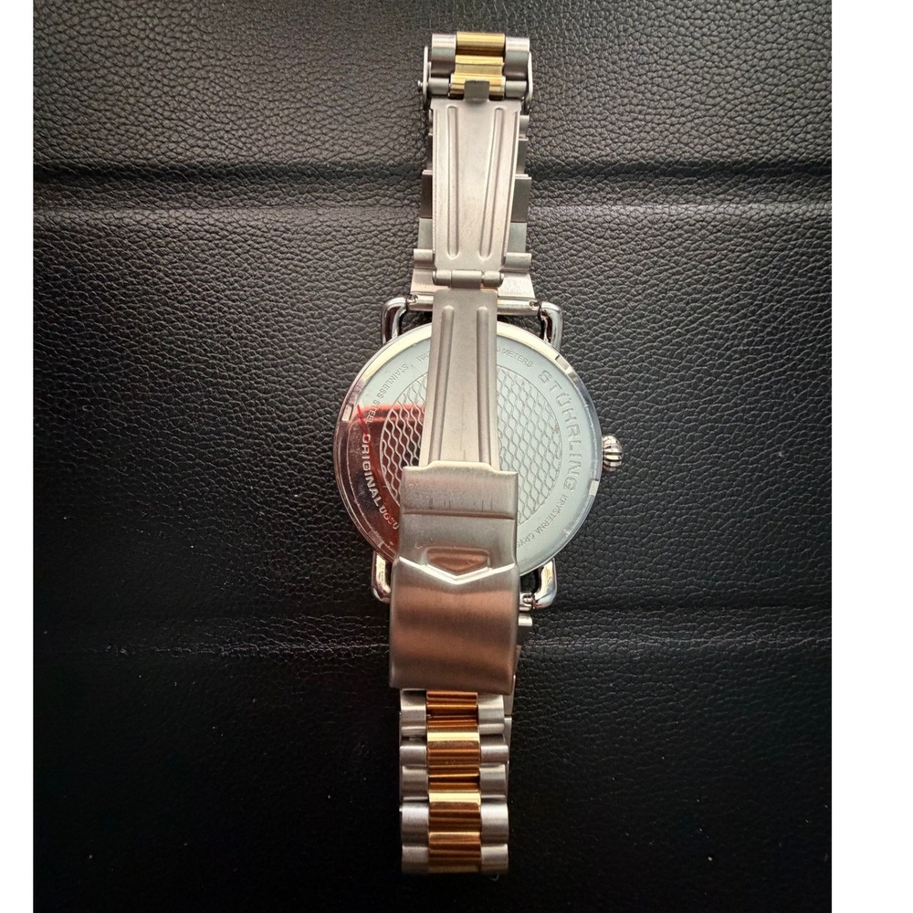 Stuhrling Original Mens Watch Two Tone Gold Silver Black Dial Swiss Quartz 0030 - Picture 3 of 5
